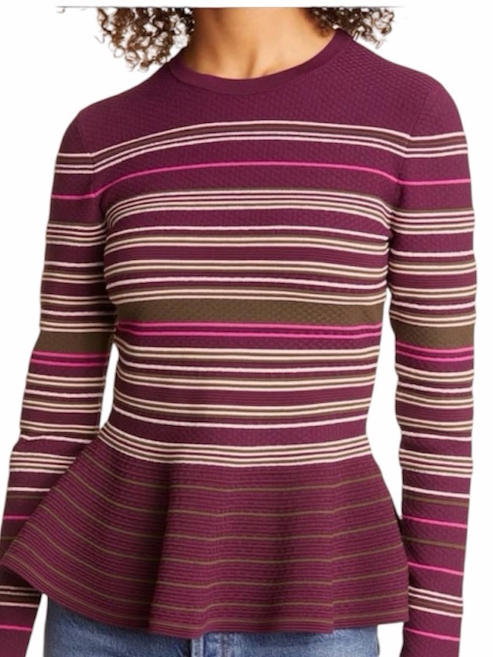 Ted Baker London | Women’s Leytina Striped Peplum Top Size Medium